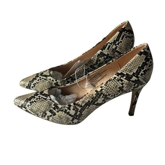 a new day GEMMA Snake Black & Cream Animal print Heels NEW Size 8 - Picture 3 of 12